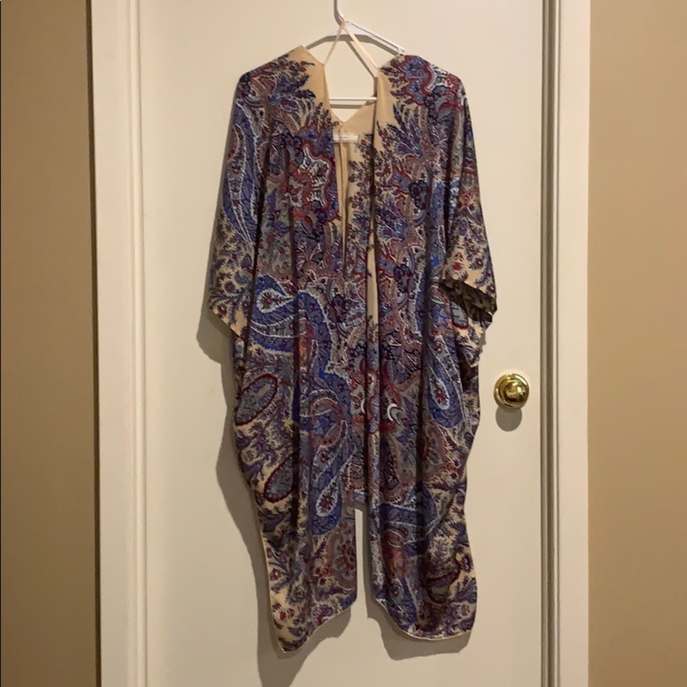 Blue/Red/Creme Poncho
